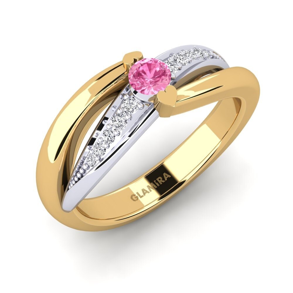14ct Yellow & White Gold Pink Sapphire Engagement Ring Crece