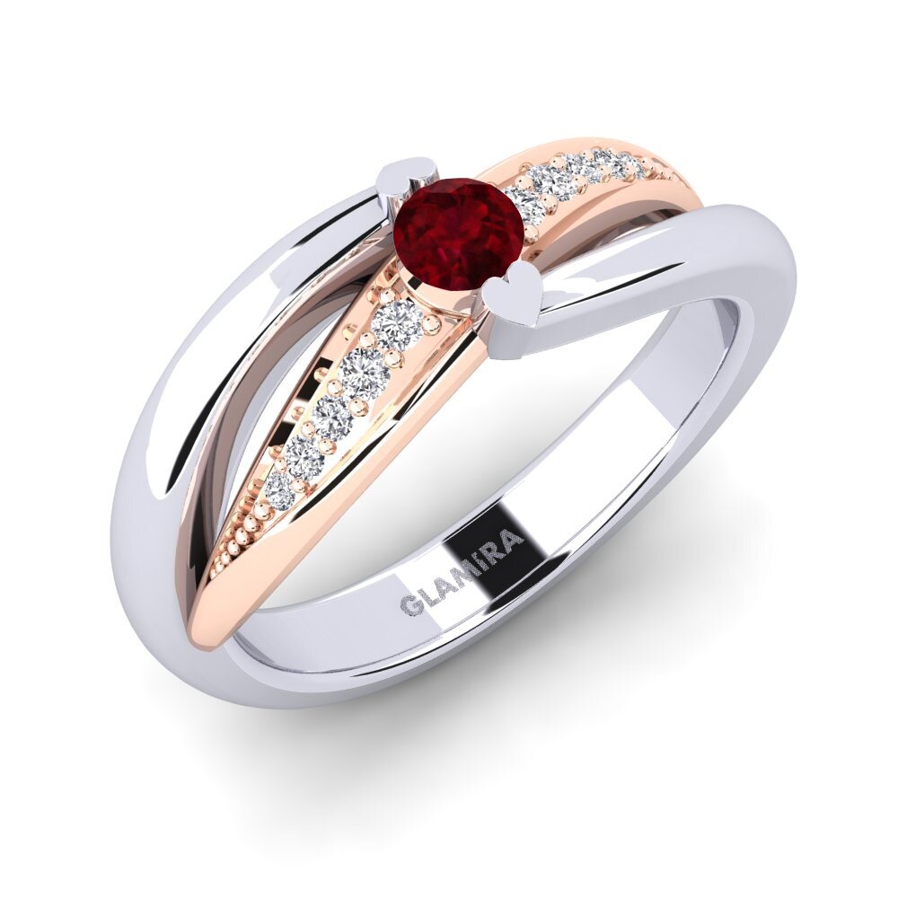 9ct White & Rose Gold Ruby Engagement Ring Crece