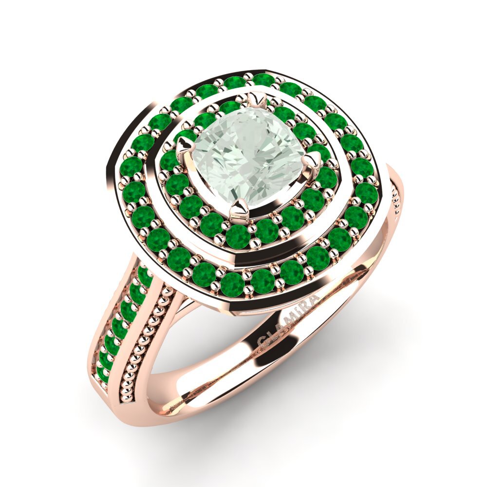 18k Oro Rosa Amatista verde Anillo de compromiso Cremona