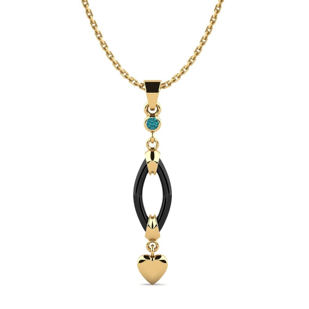9ct Yellow Gold Blue Diamond Women's Pendant Crichton