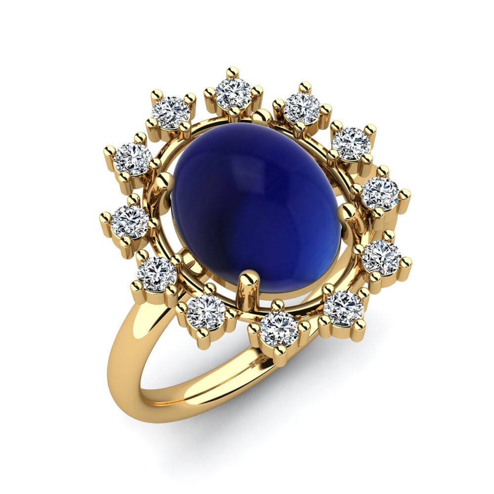 18k Oro Amarillo Zafiro Cabujón Anillo Crisanna