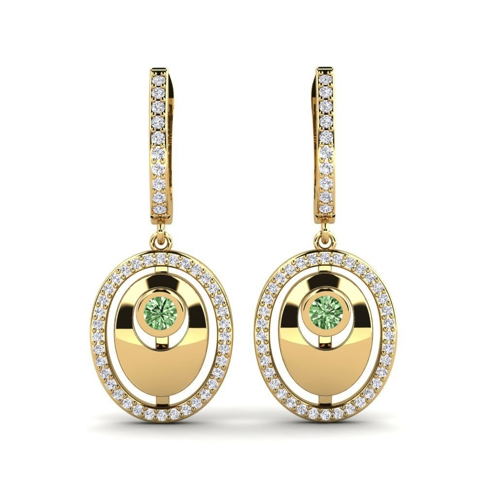 Green Diamond Women's Earring Crisantemo
