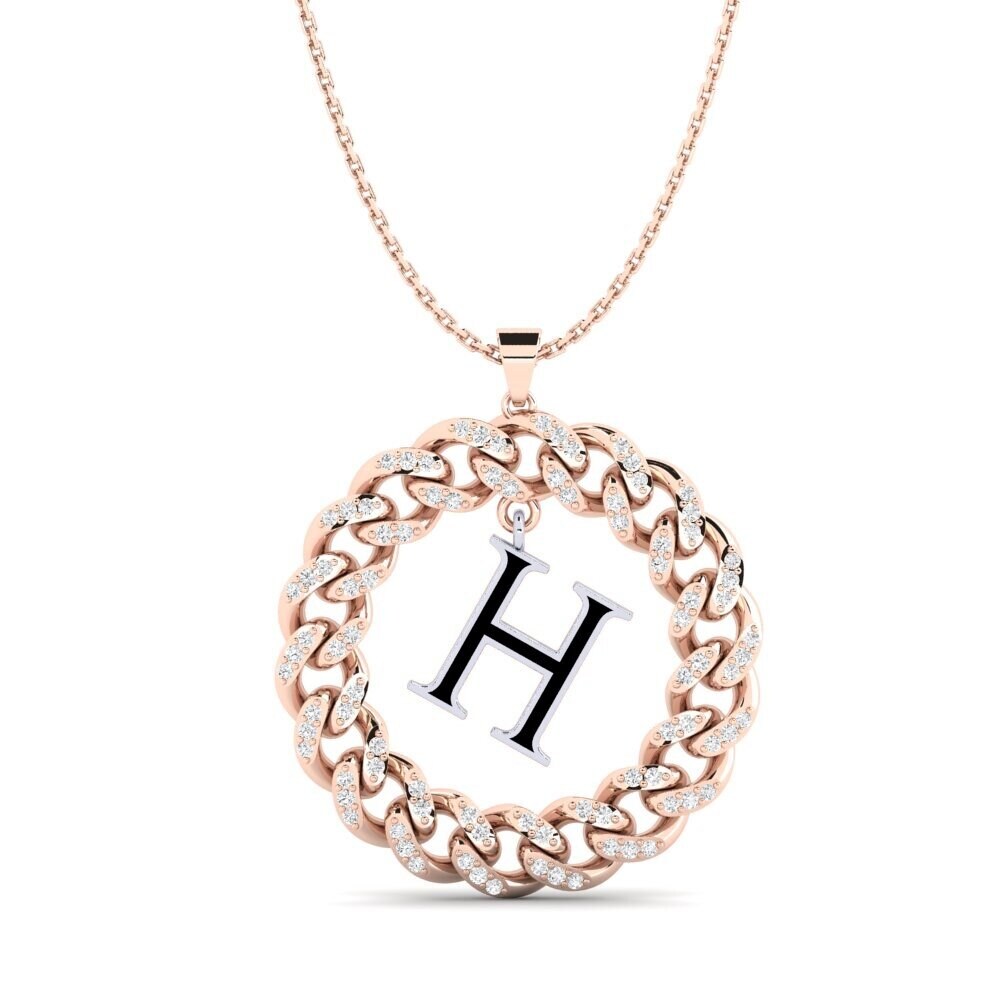 9ct Rose & White Gold White sapphire Women's Pendant Crispation - H