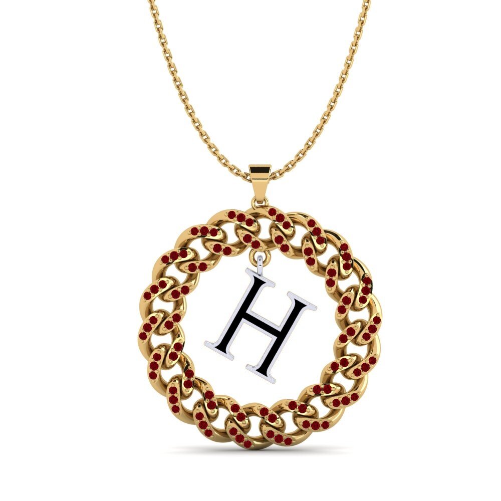 18k Oro Amarillo & Blanco Circonita Roja Colgante de Mujer Crispation - H