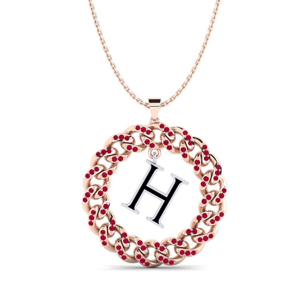 9ct Rose & White Gold Ruby Women's Pendant Crispation - H