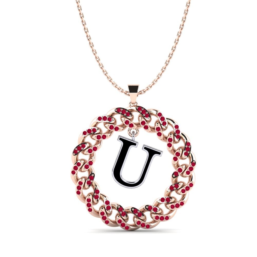 9ct Rose & White Gold Ruby Women's Pendant Crispation - U
