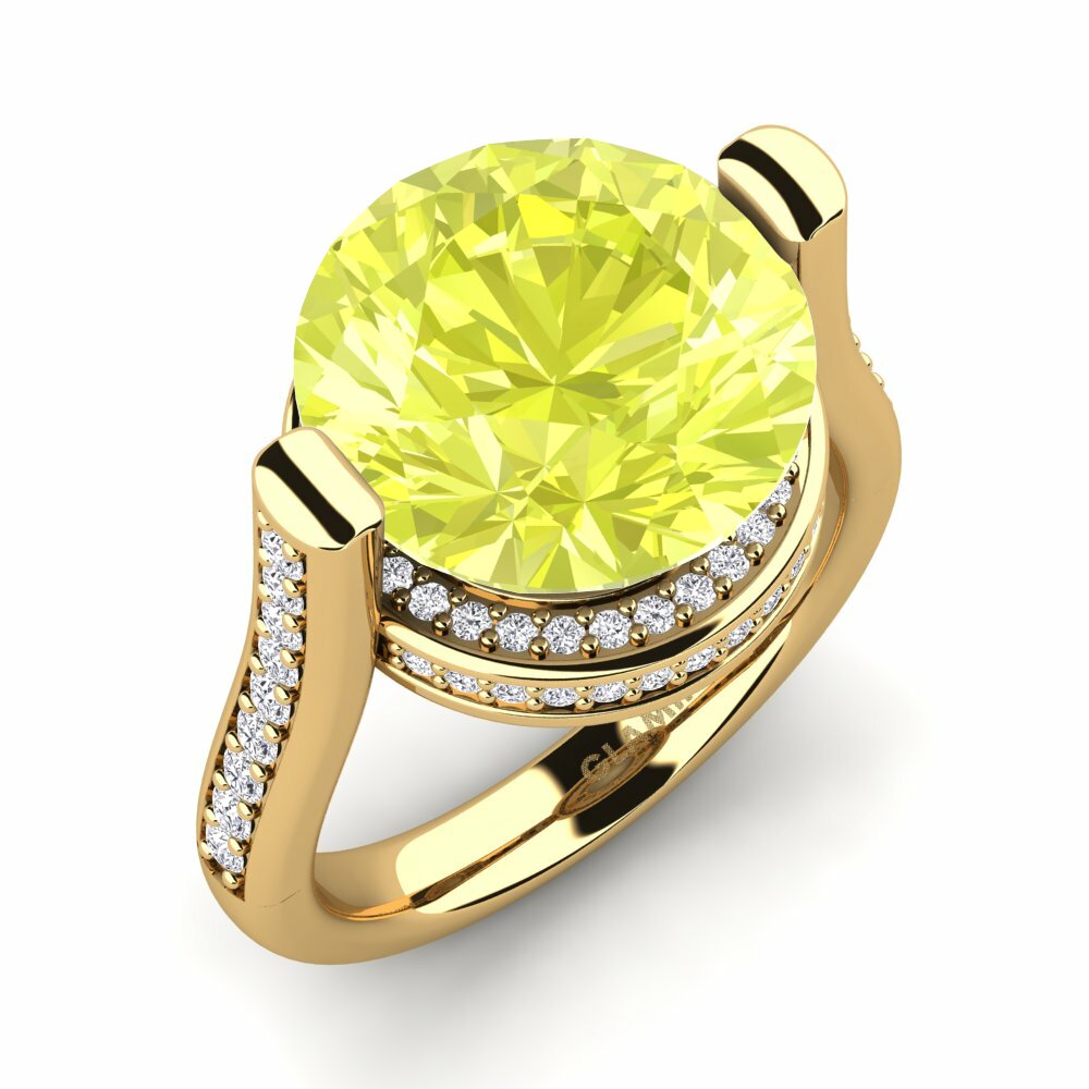 Or Jaune 14k Quartz Citron Bague Cristen