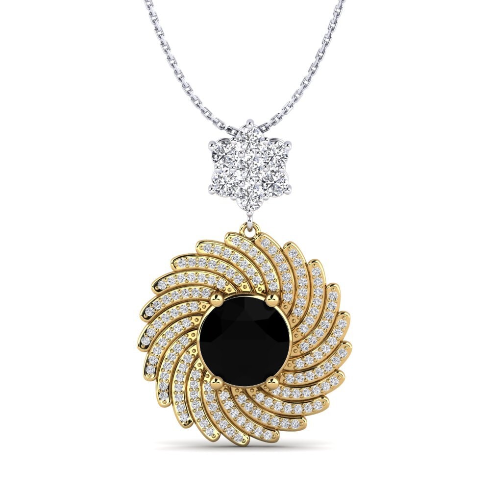 9k Oro Amarillo & Blanco Diamante Negro Colgante de Mujer Cristin