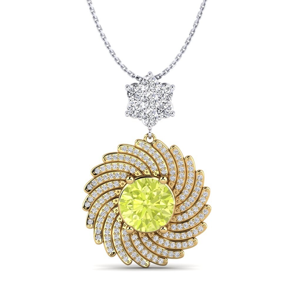 14ct Yellow & White Gold Lemon Quartz Women's Pendant Cristin