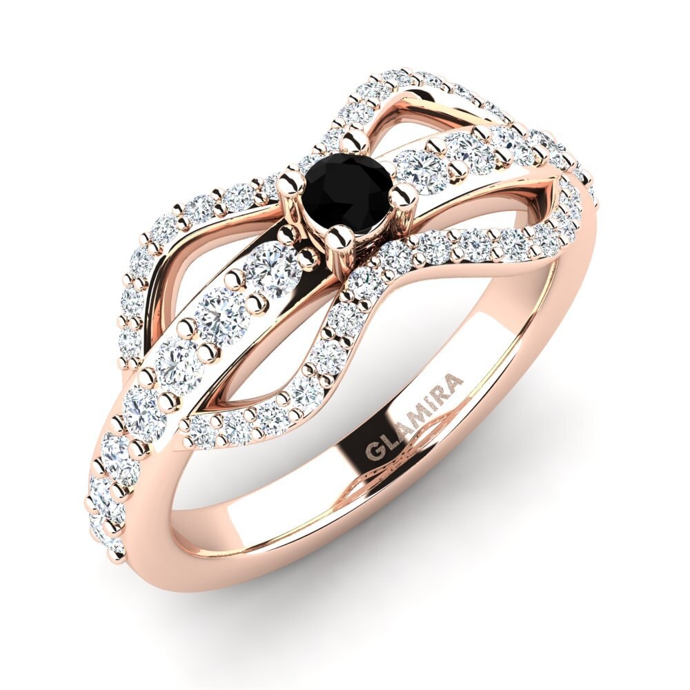 Oro Rosso 585 Diamante Nero Anello da donna Crocol