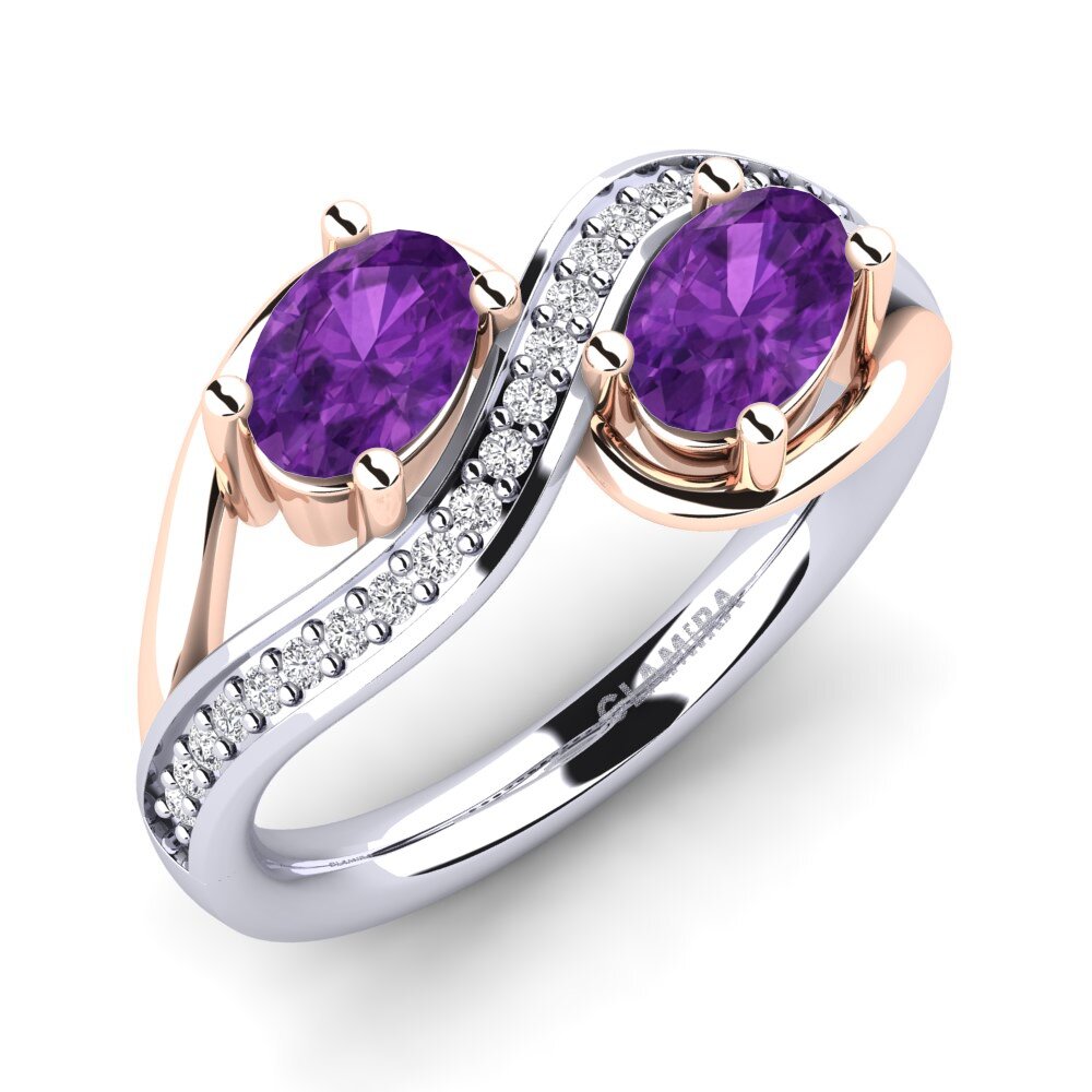 9ct White & Rose Gold Amethyst Ring Crocus