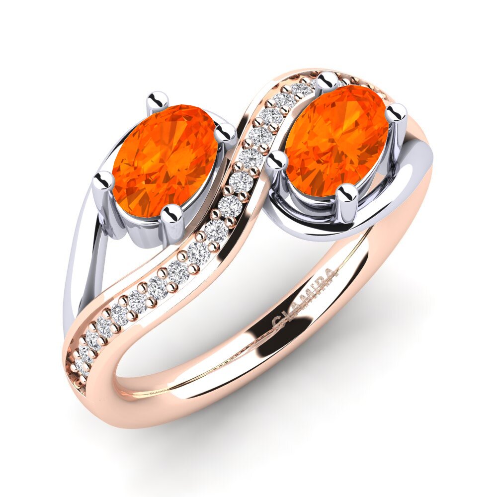 14ct Rose & White Gold Fire Opal Ring Crocus