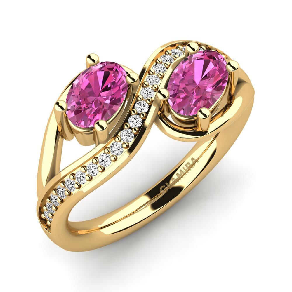 9k Oro Amarillo Topacio Rosa Anillo Crocus
