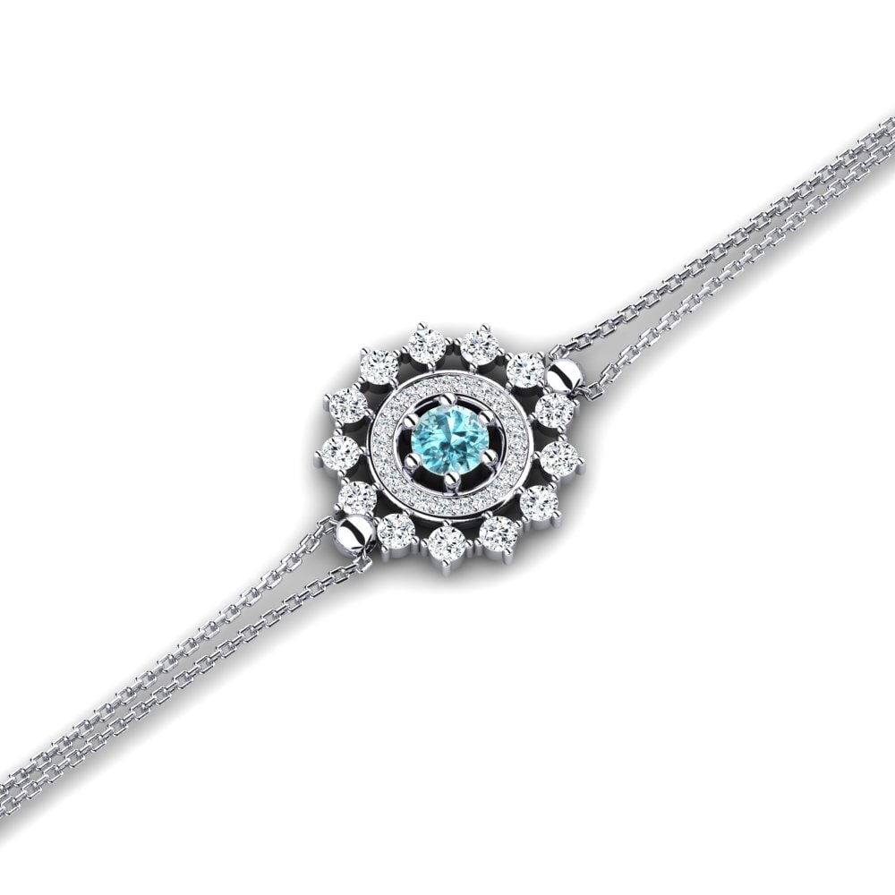 950 Platinum Blue Zircon Women's Bracelet Crony