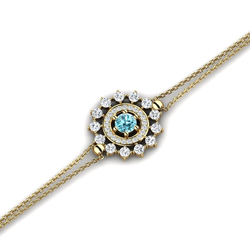 14ct Yellow Gold Blue Zircon Women's Bracelet Crony