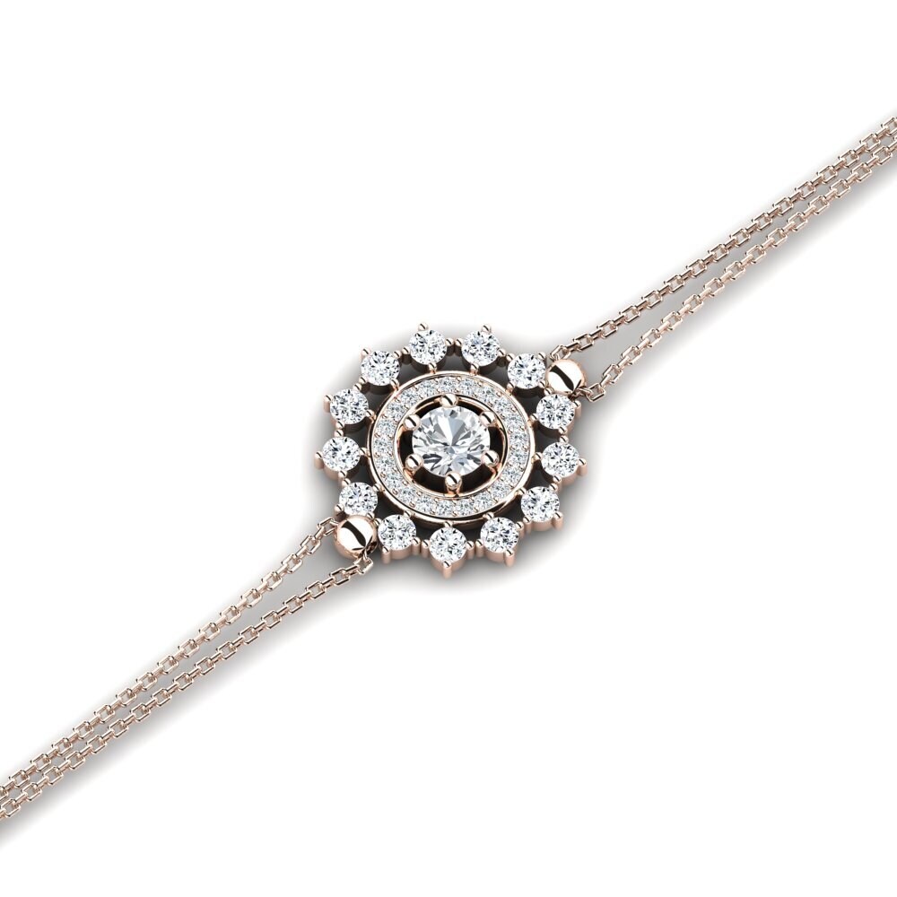 9ct Rose Gold White Zircon Women's Bracelet Crony