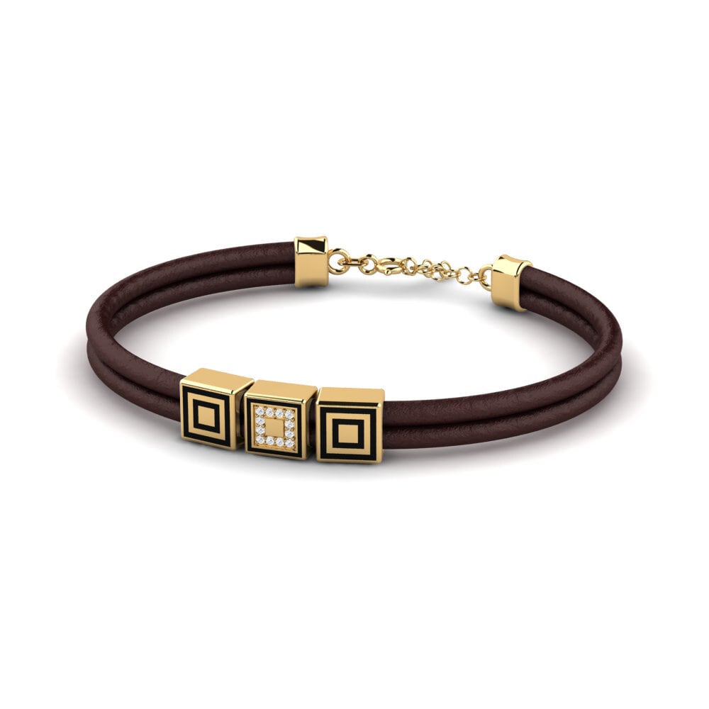 18ct Yellow Gold White sapphire Men's Bracelet Crosby