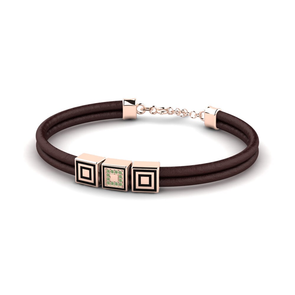 18ct Rose Gold Green Diamond Men's Bracelet Crosby