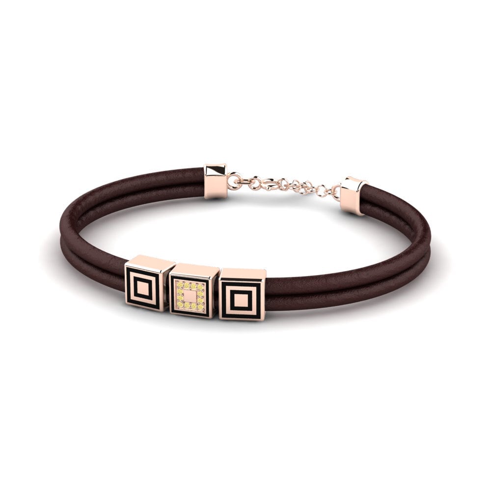 18ct Rose Gold Yellow Diamond Men's Bracelet Crosby