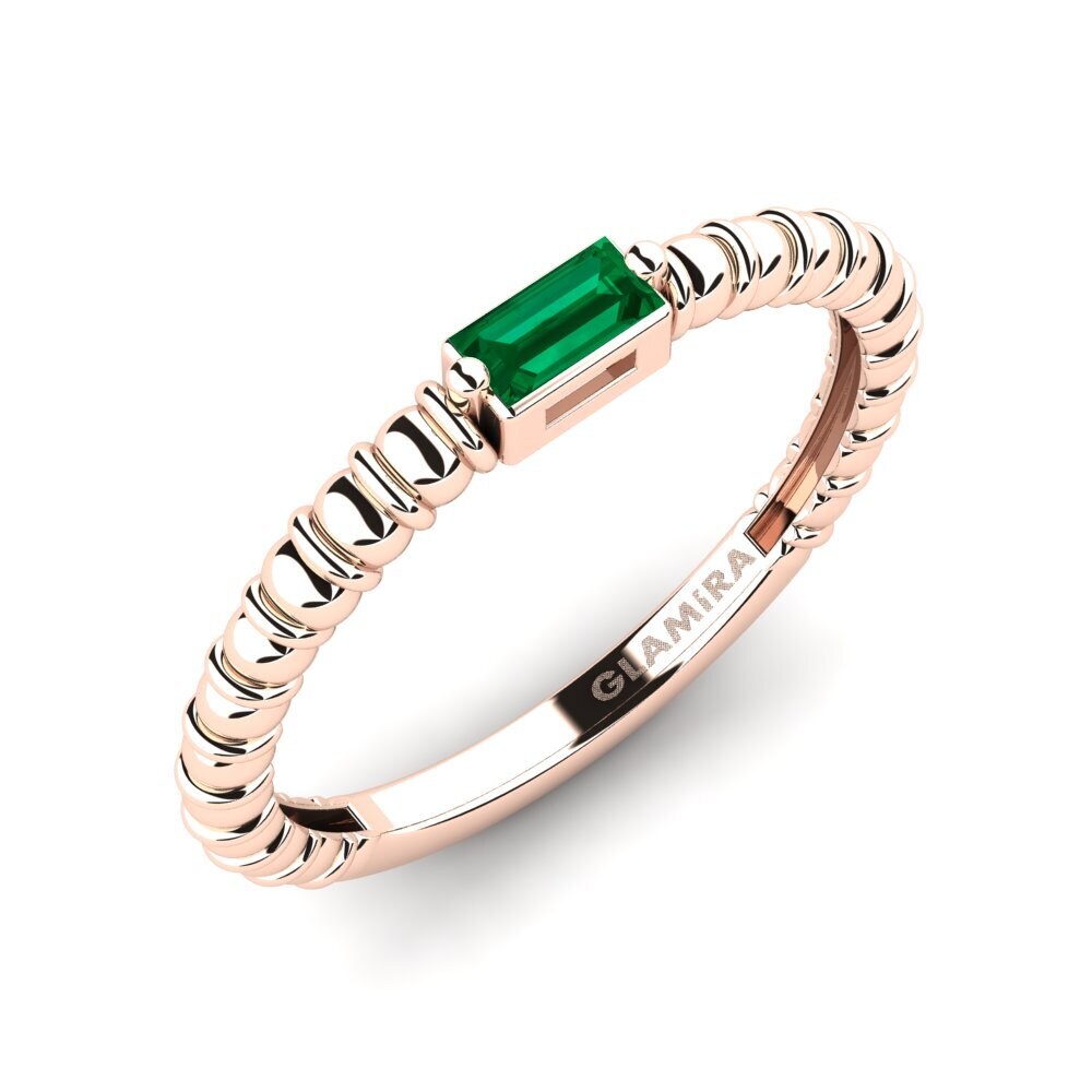 14ct Rose Gold Green Zirconia Women's Ring Crossrail
