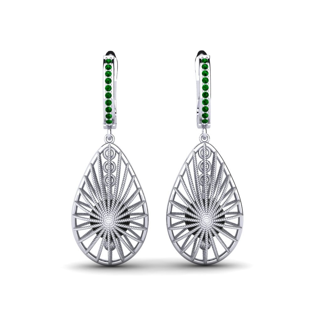 950 Platinum Green Zirconia Women's Earring Croxton
