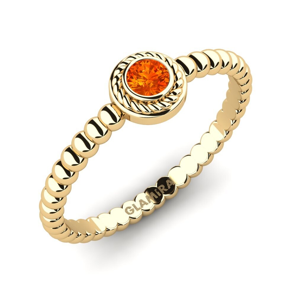 18k Oro Amarillo Zafiro Naranja Anillo de compromiso Croy