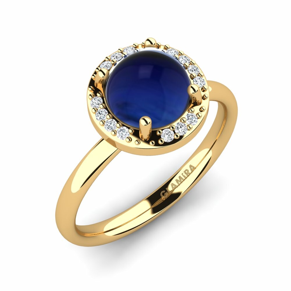 Or Jaune 18k Saphir Cabochon Bague Cruella