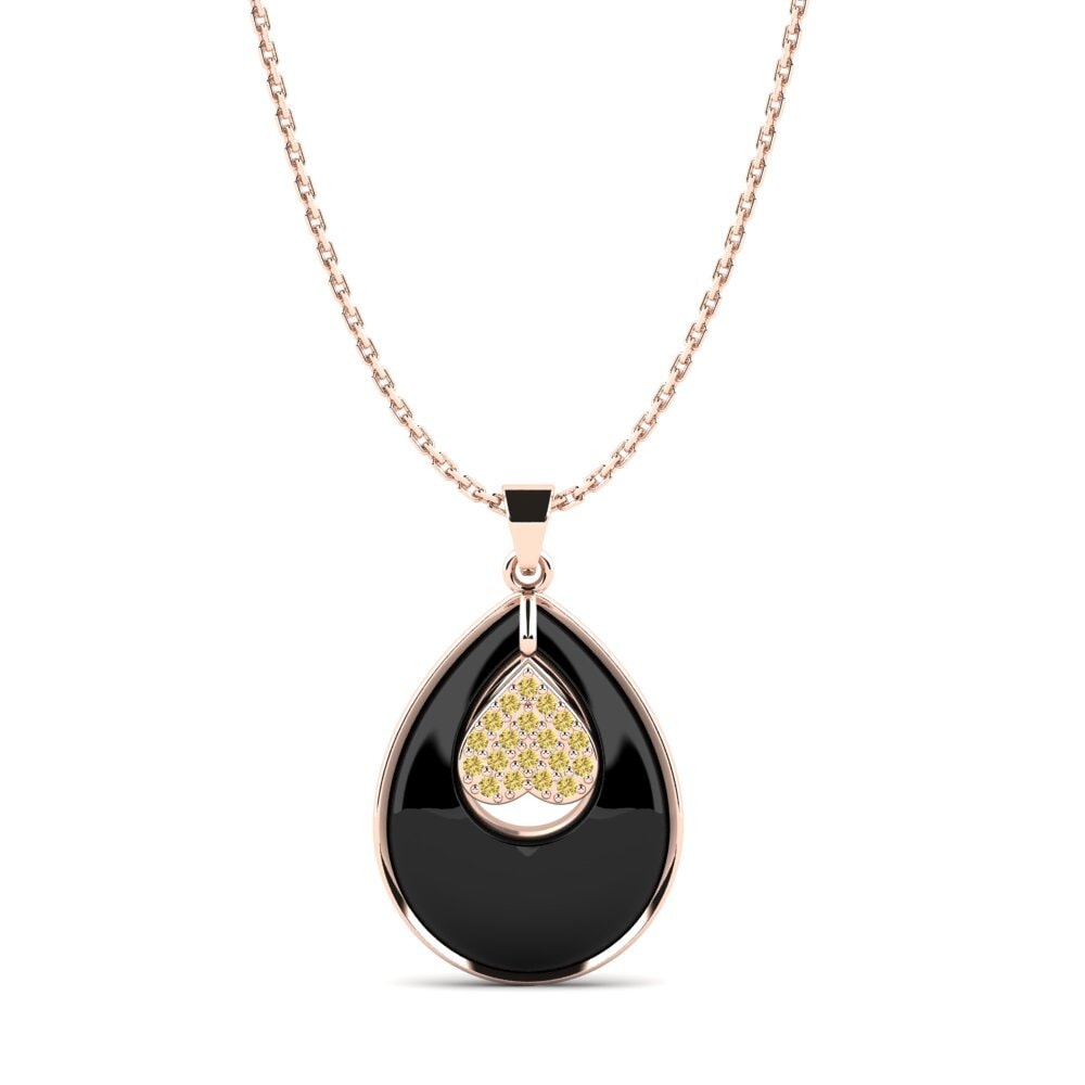 9ct Rose Gold Yellow Diamond Women's Pendant Crumb