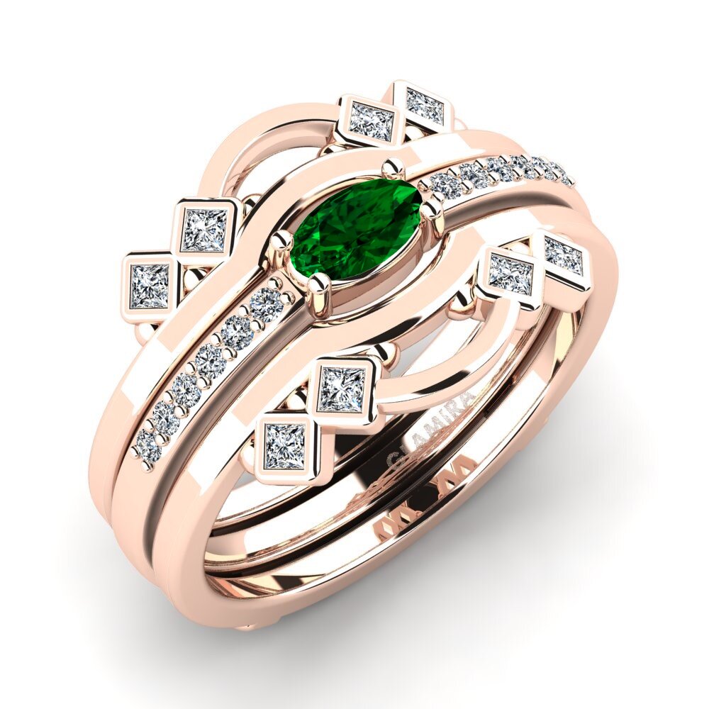 Green Zirconia Ring Crumpa SET