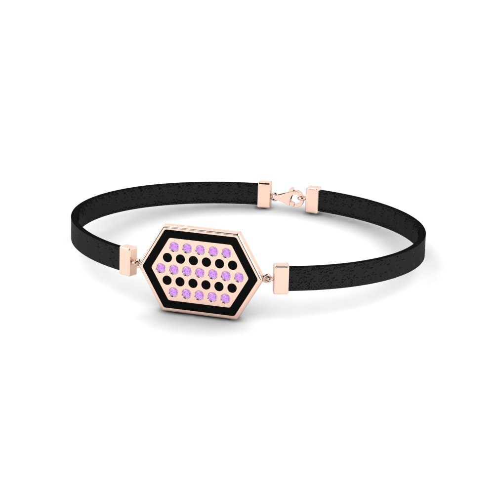 9ct Rose Gold Amethyst Men's Bracelet Crustle