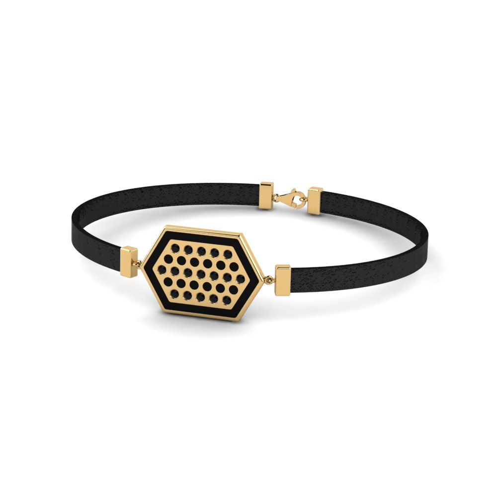 9ct Yellow Gold Black Onyx Men's Bracelet Crustle