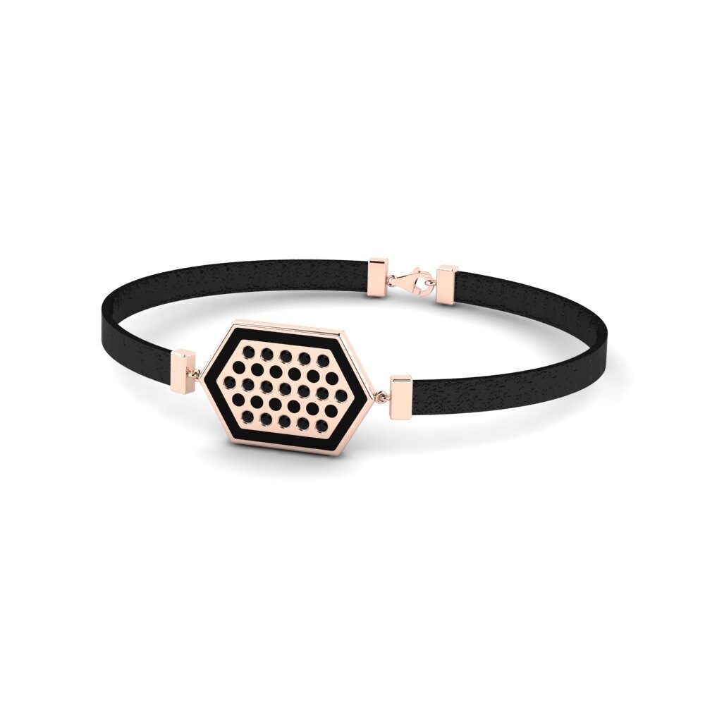 9ct Rose Gold Black Diamond Men's Bracelet Crustle