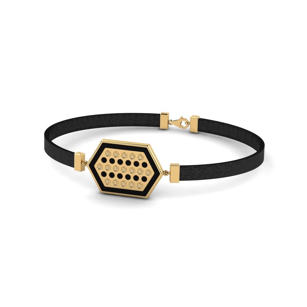 18ct Yellow Gold Brown Diamond Men's Bracelet Crustle