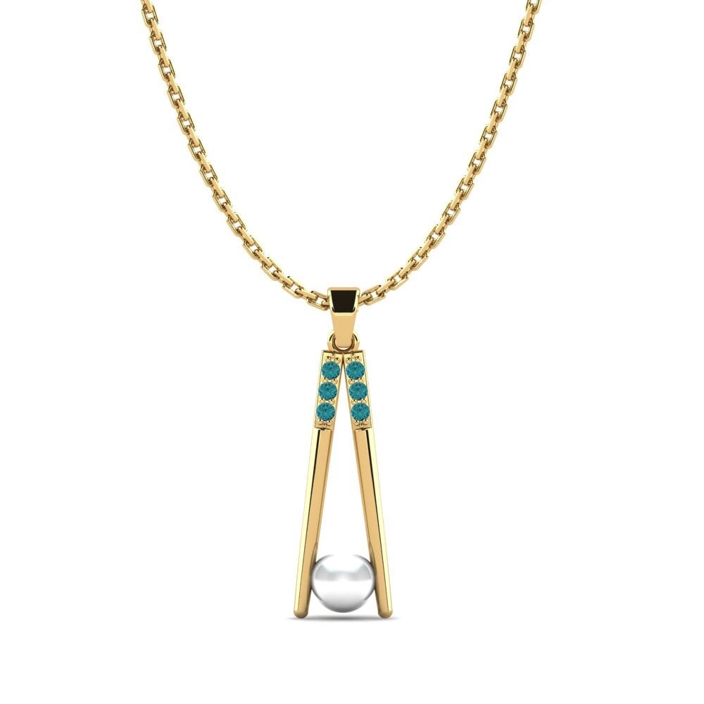 Gelbgold 750 Blauer Diamant Damen anhänger Csalash