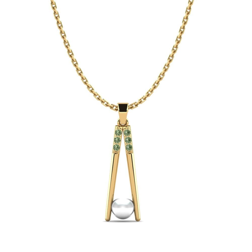 Gelbgold 375 Grüner Diamant Damen anhänger Csalash
