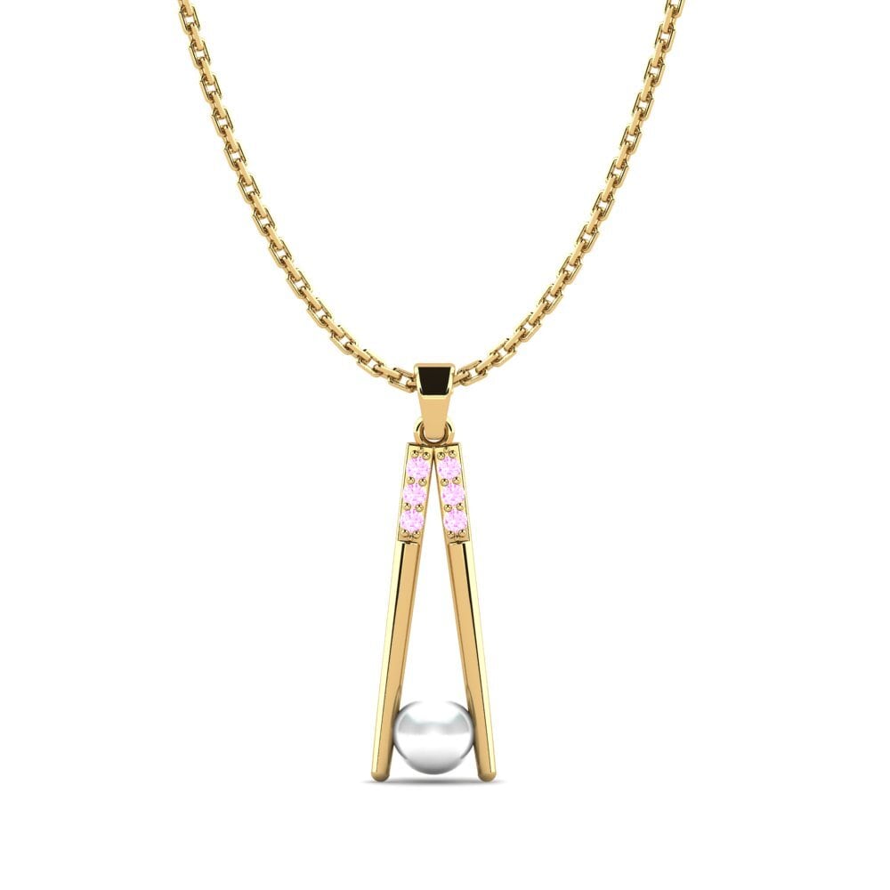 Gelbgold 750 Rosa Saphir Damen anhänger Csalash