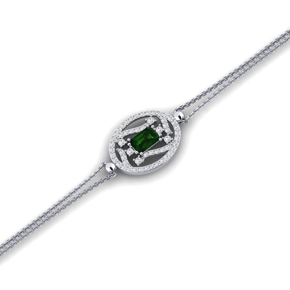 14k White Gold Green Tourmaline Bracelet Csciari