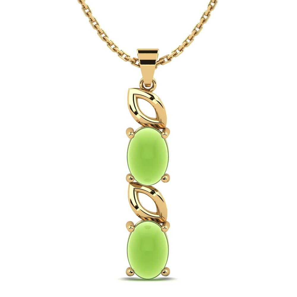 18k Oro Amarillo Peridoto Cabujón Colgante de Mujer Cuba
