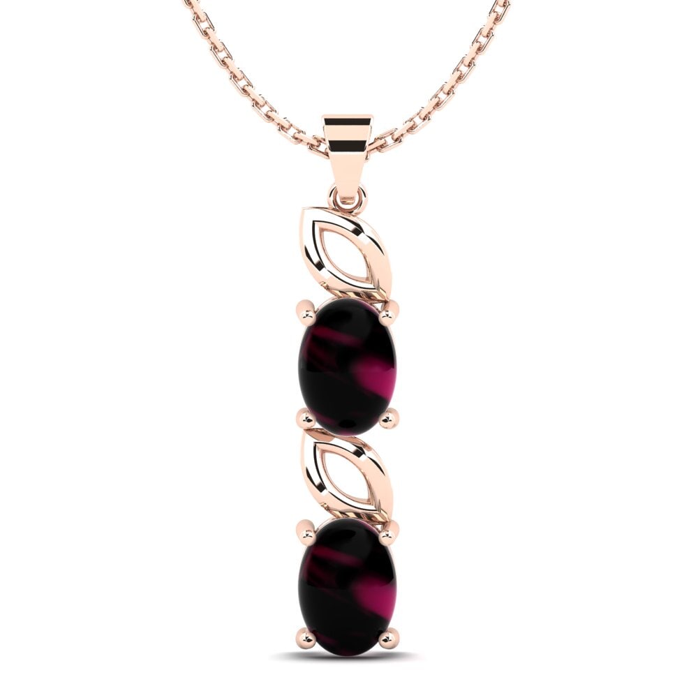 14k Oro Rosa Granate Rhodolite Cabujón Colgante de Mujer Cuba