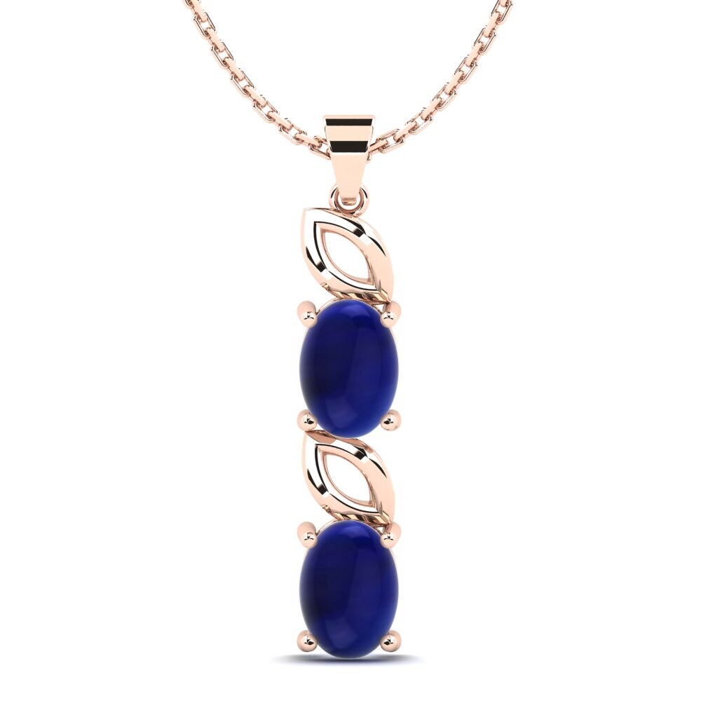 14k Oro Rosa Zafiro Cabujón Colgante de Mujer Cuba
