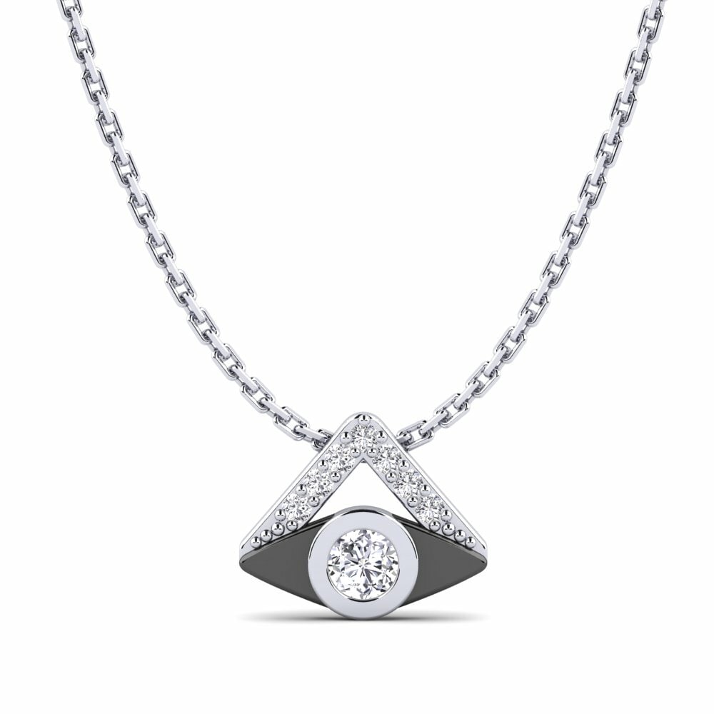 14k Oro Blanco Diamante Colgante de Mujer Cubic