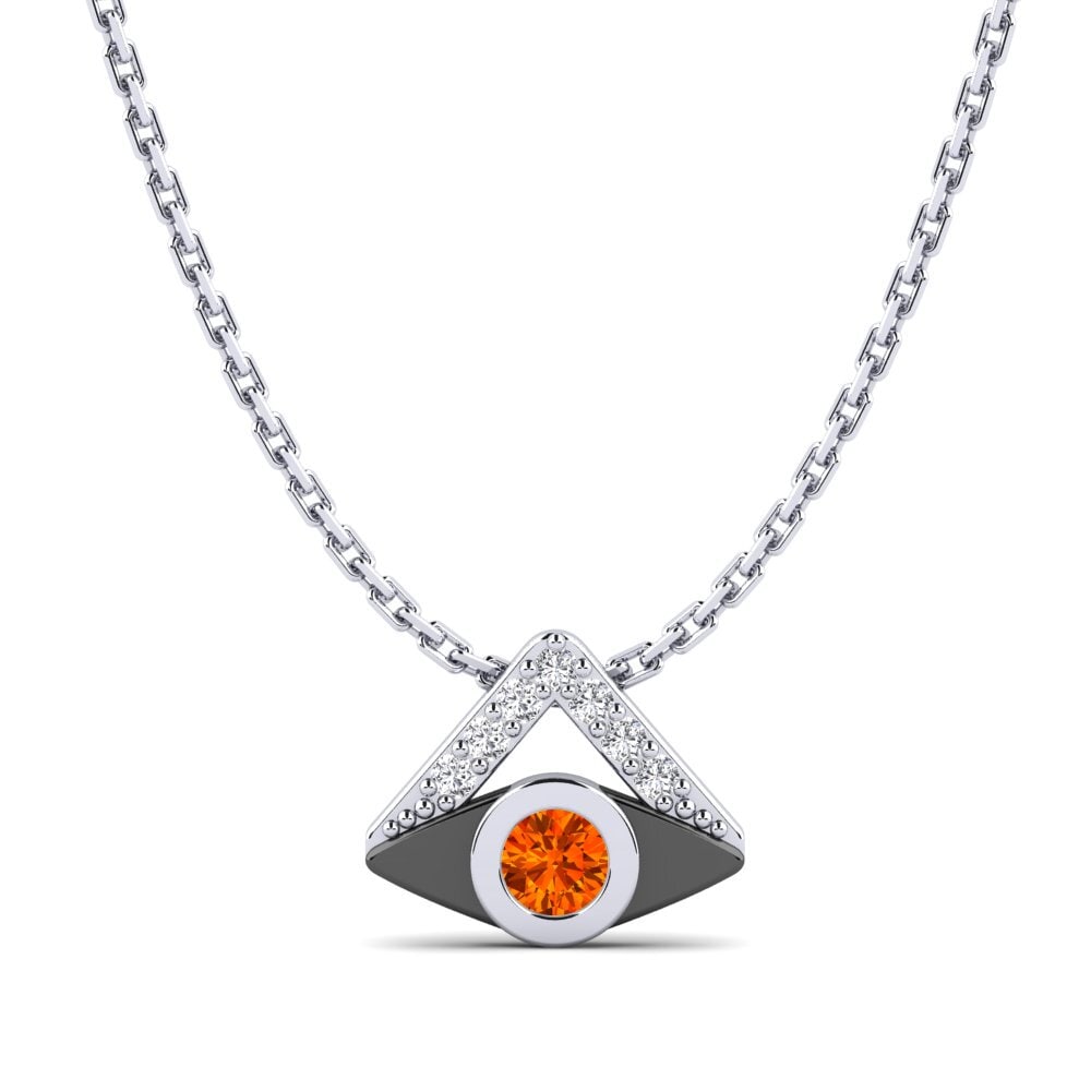 Plata 925 Zafiro Naranja Colgante de Mujer Cubic