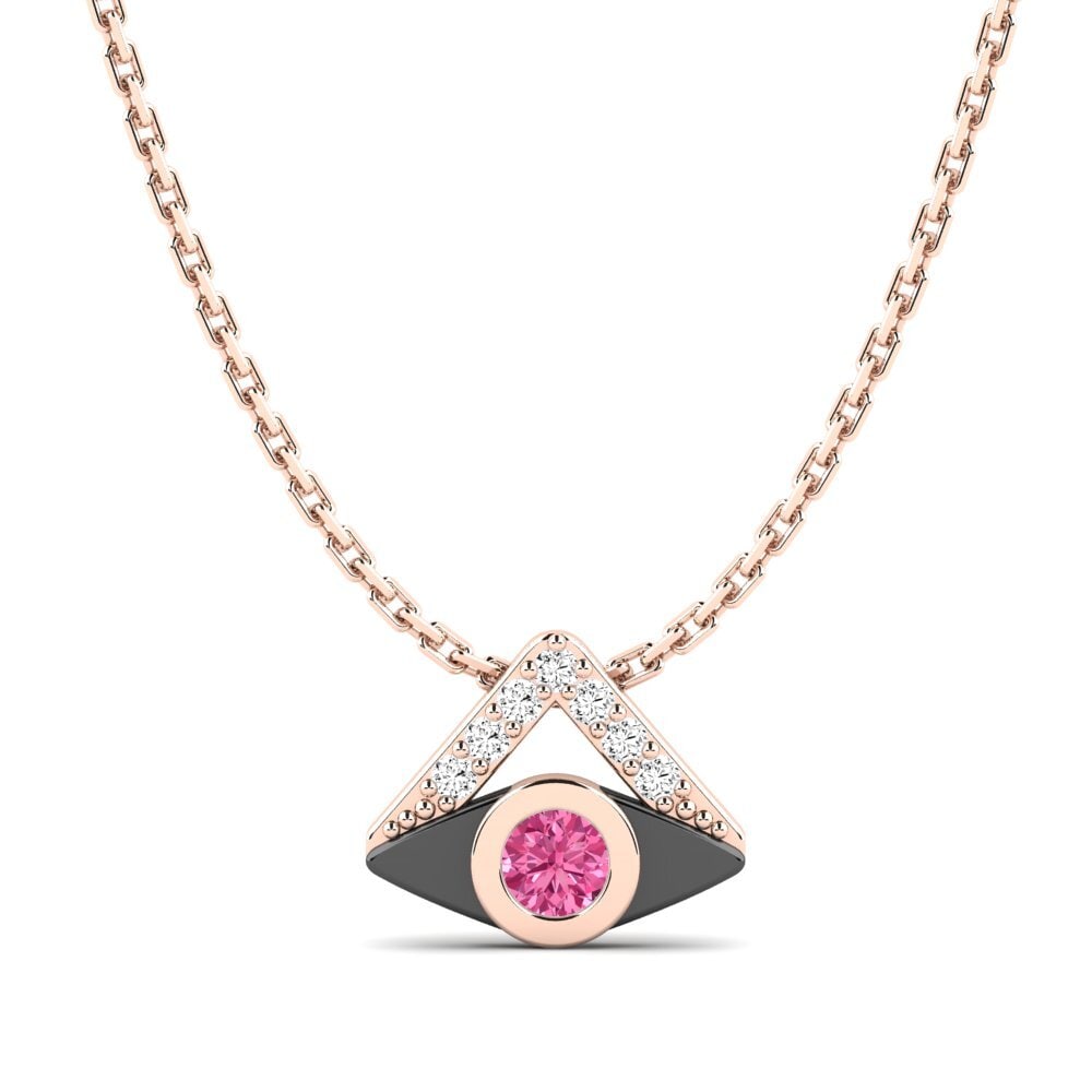 9k Oro Rosa Turmalina rosa Colgante de Mujer Cubic