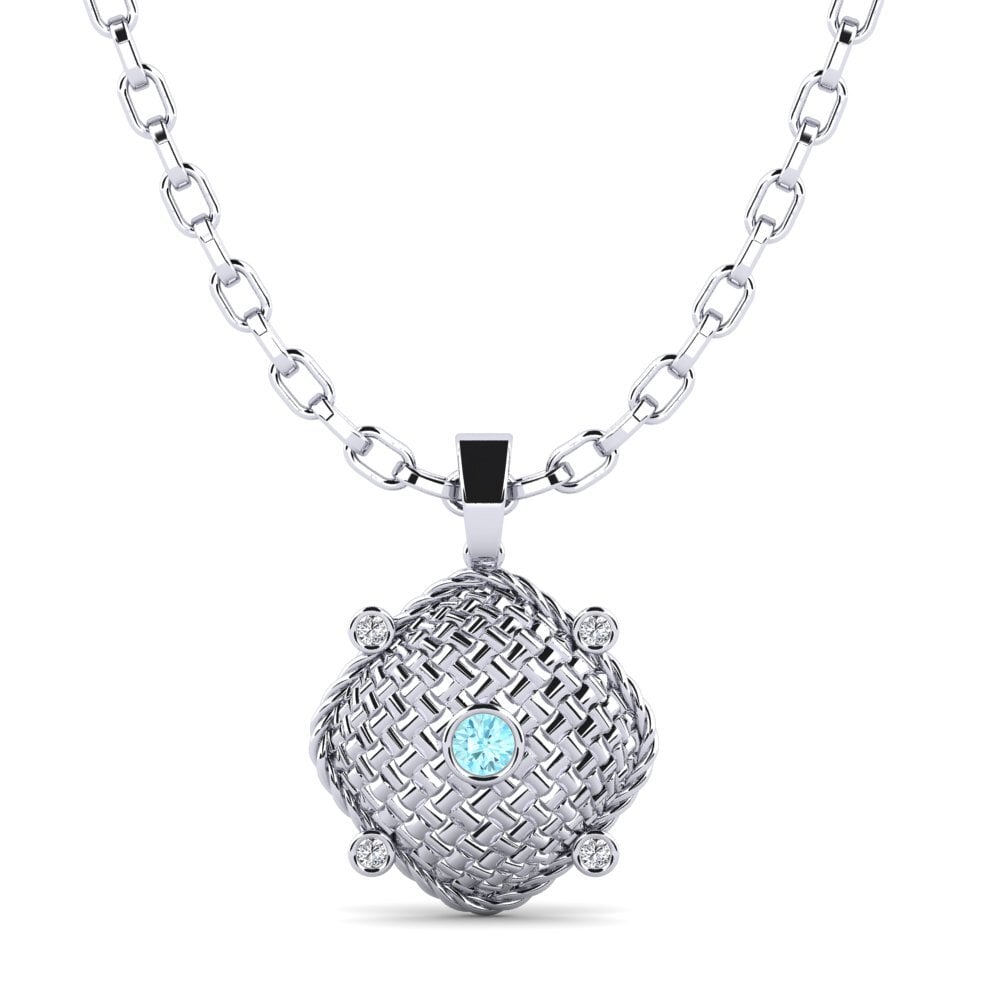 14ct White Gold Aquamarine Men's Pendant Cubone