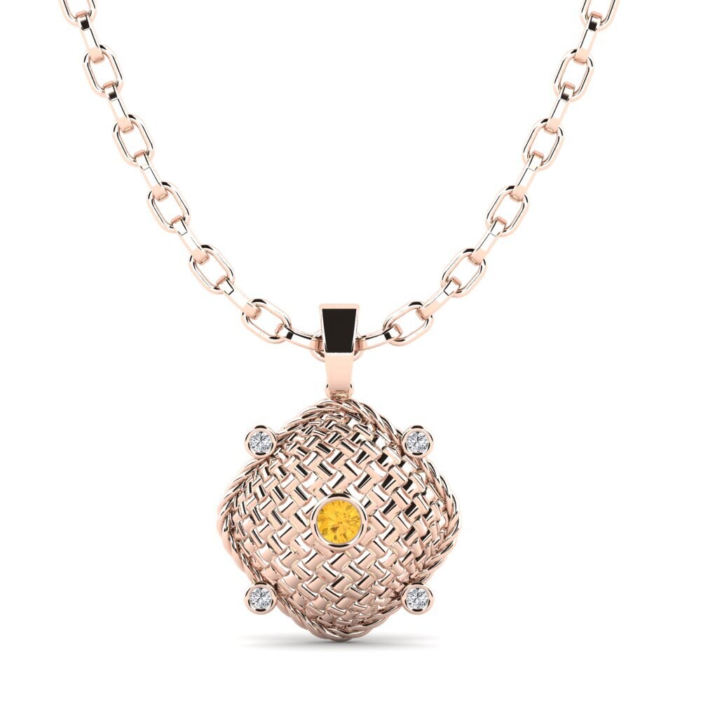 14ct Rose Gold Citrine Men's Pendant Cubone