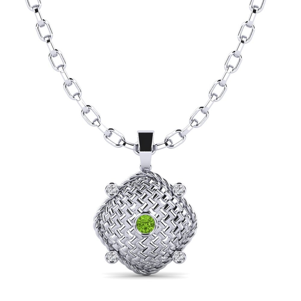 14ct White Gold Peridot Men's Pendant Cubone