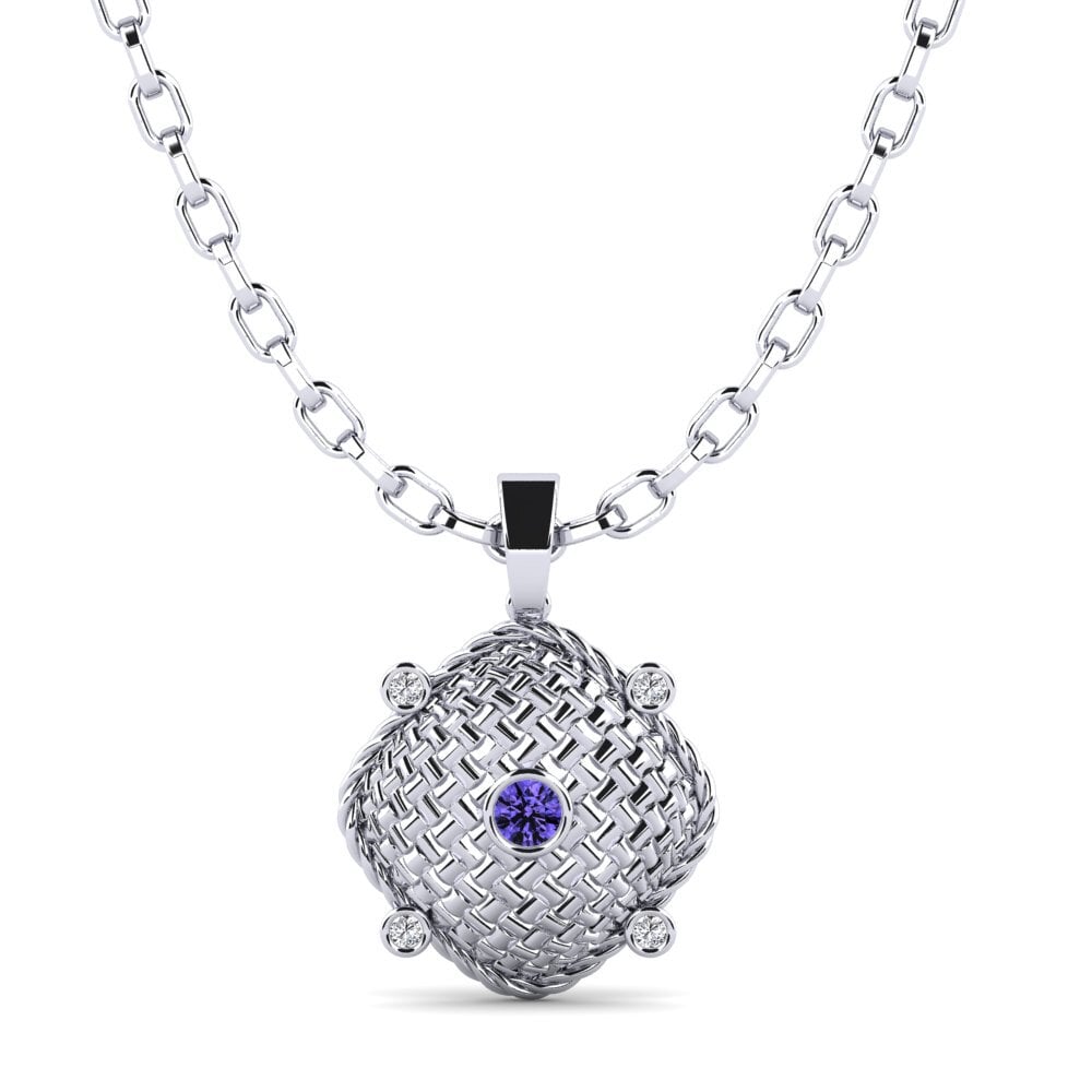 14ct White Gold Tanzanite Men's Pendant Cubone