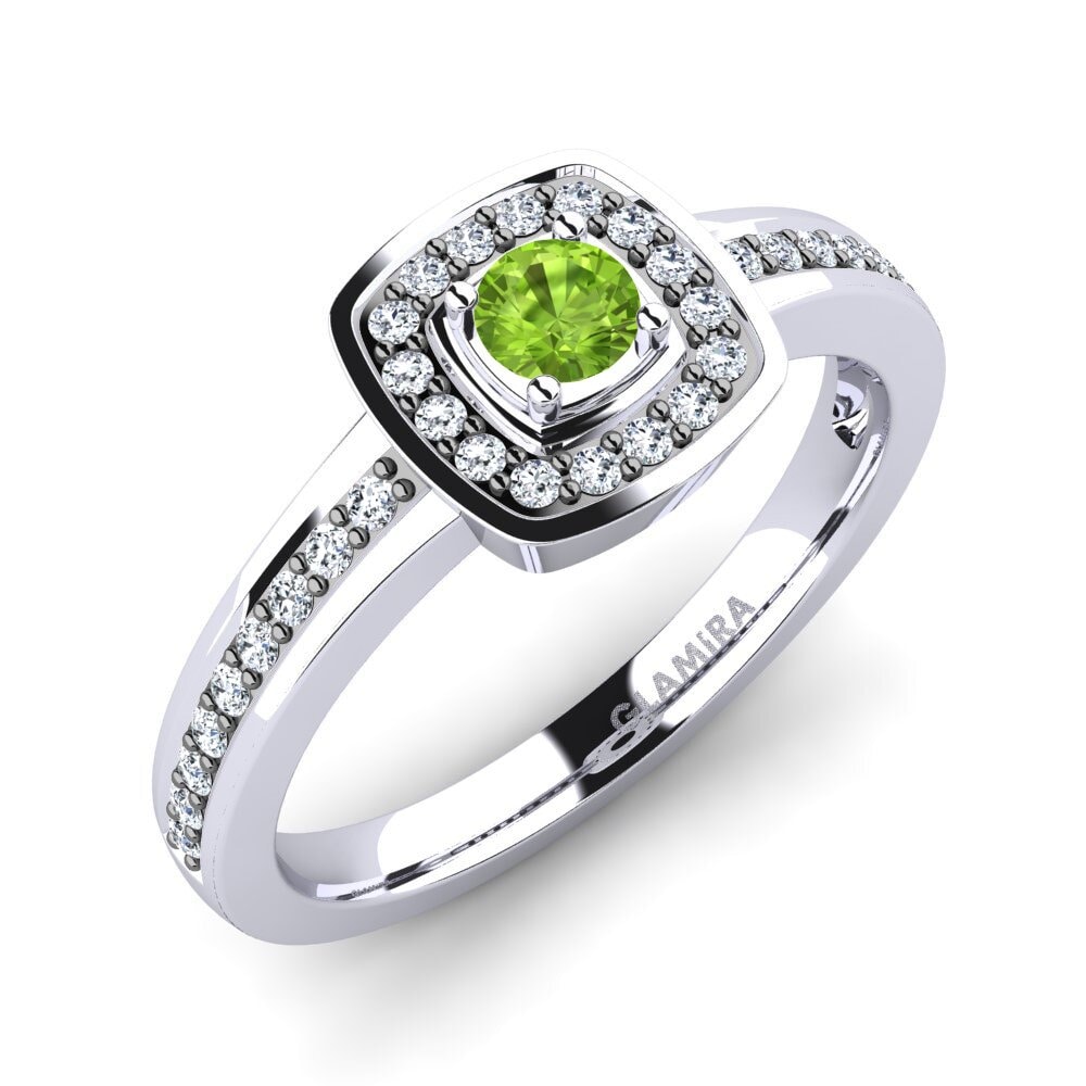 Round Peridot Engagement Ring Cuc