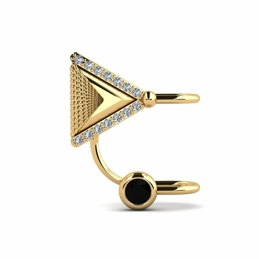 Brazalete de oreja Ear Cuffs Pendientes Cudney Oro Amarillo 375 Diamante Negro