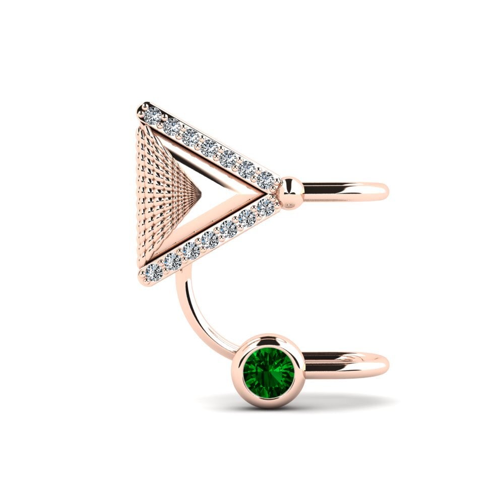 14k Oro Rosa Circonita Verde Pendiente de mujer Cudney
